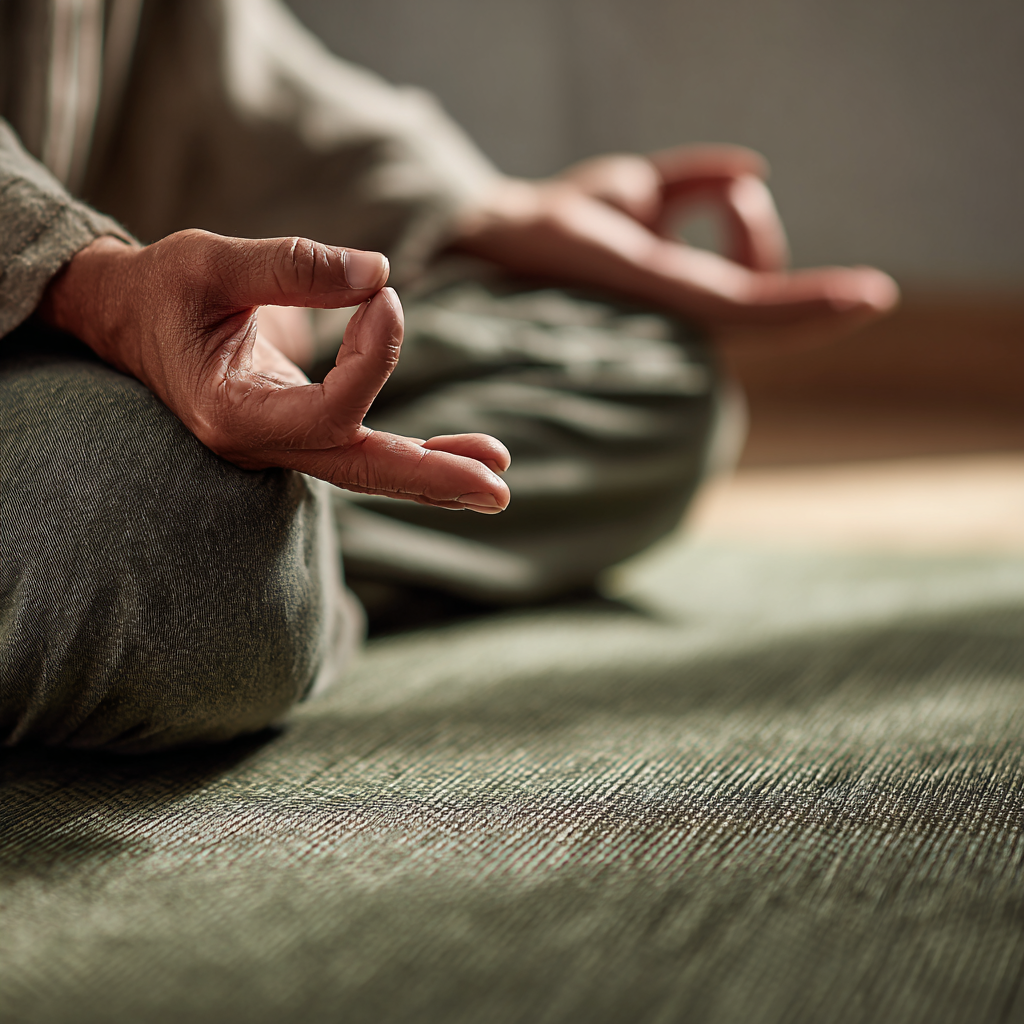 Група людей практикує йогу в парку